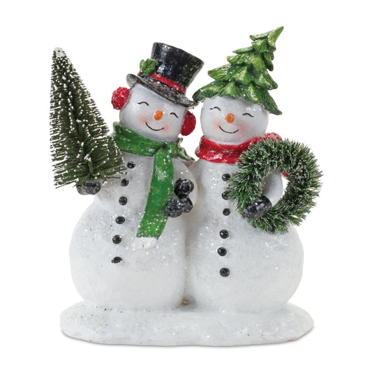 Snowman Couple Figurine