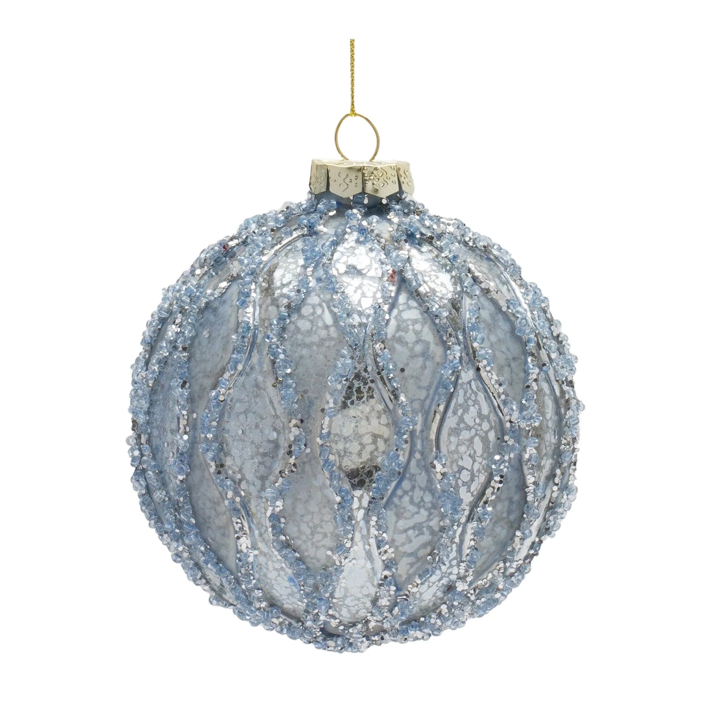 Beaded Mercury Glass Ball Ornament