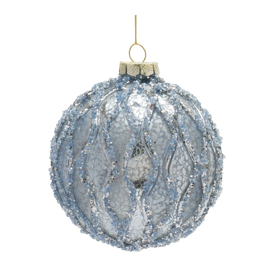 Beaded Mercury Glass Ball Ornament
