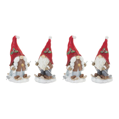 Winter Gnome on Skis Figurine