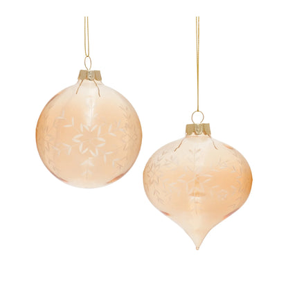 Snowflake Etched Glass Ornament