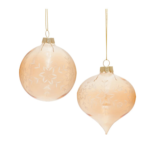 Snowflake Etched Glass Ornament
