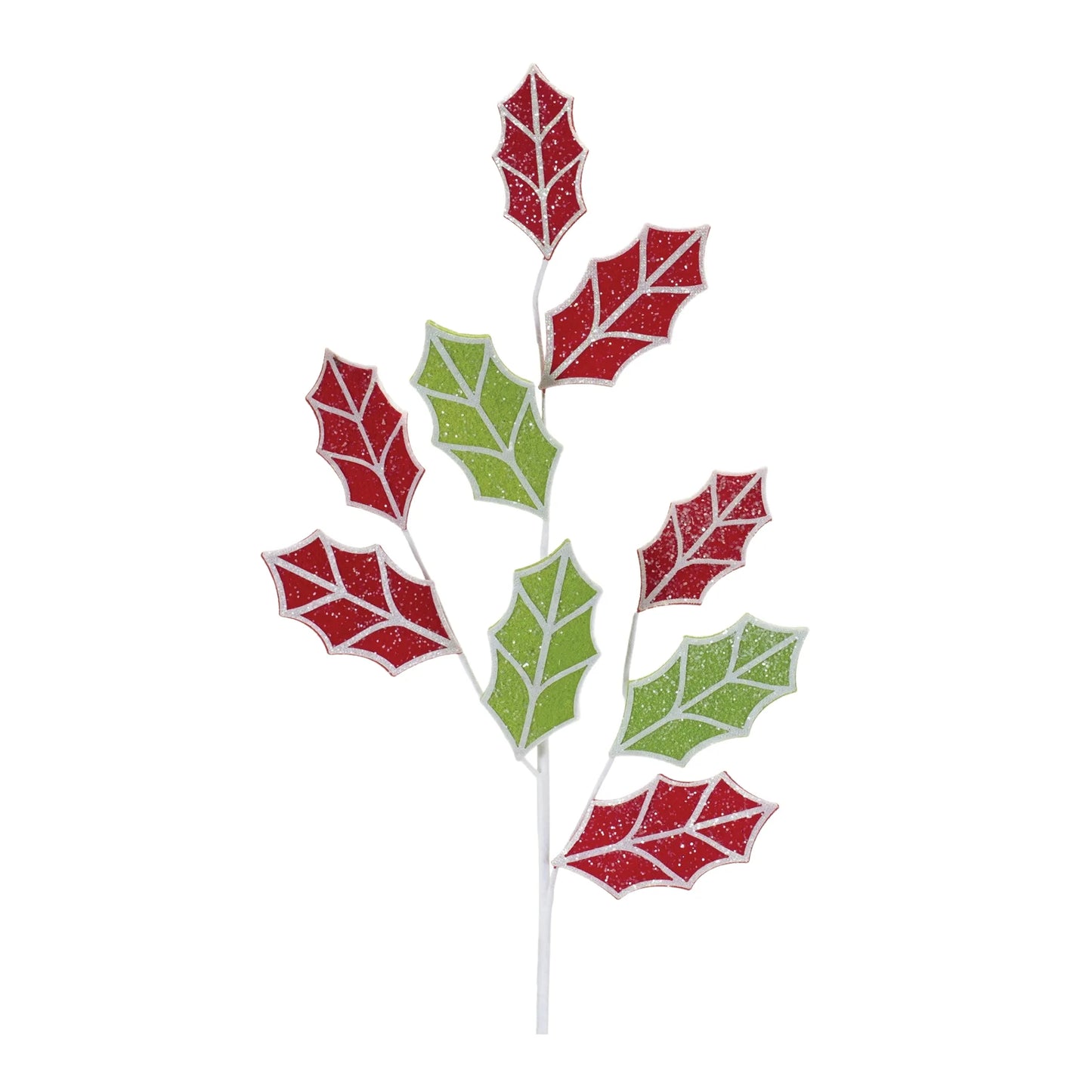 Glittered Fabric Holly Spray