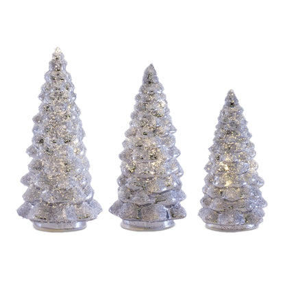 LED Frosted Glass Tree Decor  - Pack Of: Set of 3 | Materials: Glass | DÃƒÂ©cor  style: Modern