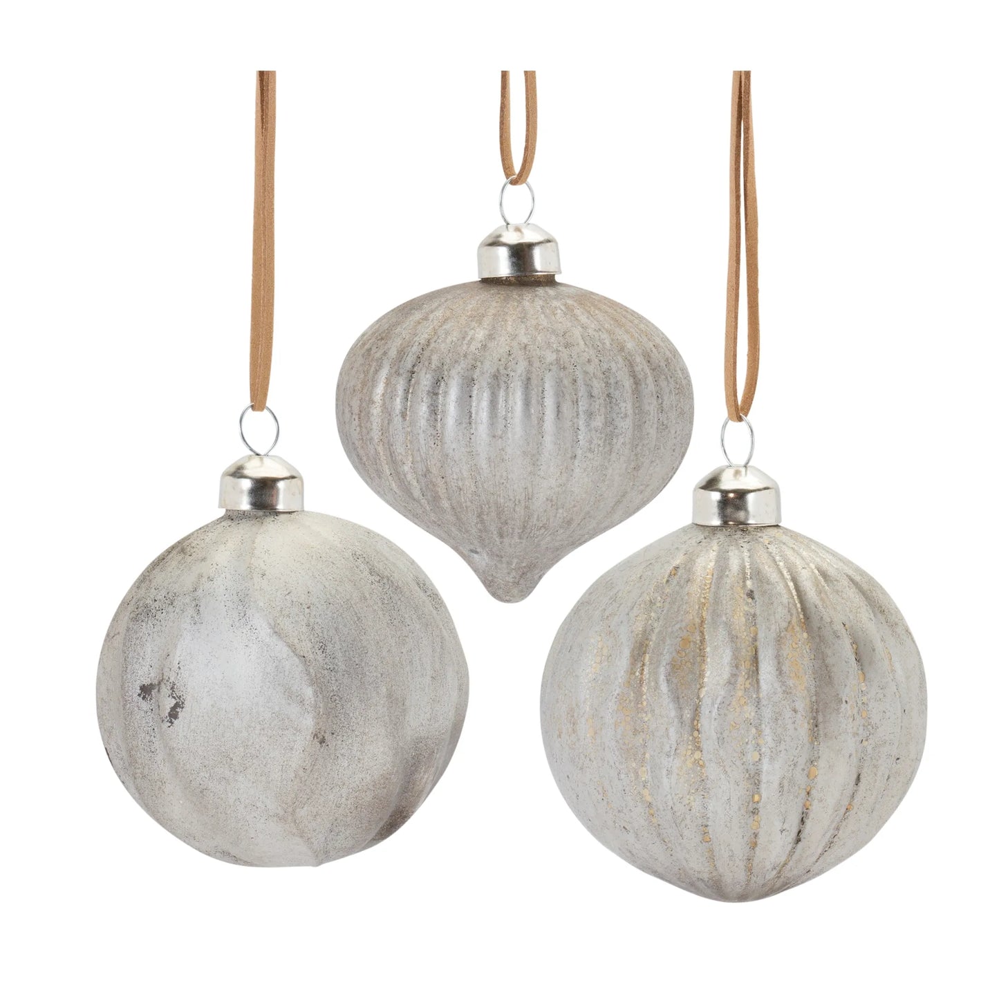 Distressed Ribbed Glass Ornament - Pack Of: Set of 12 | Materials: Glass | DÃƒÂ©cor  style: Rustic
