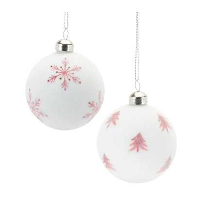 Frosted Snowflake and Tree Ball Ornament