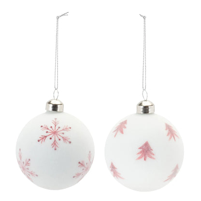 Frosted Snowflake and Tree Ball Ornament