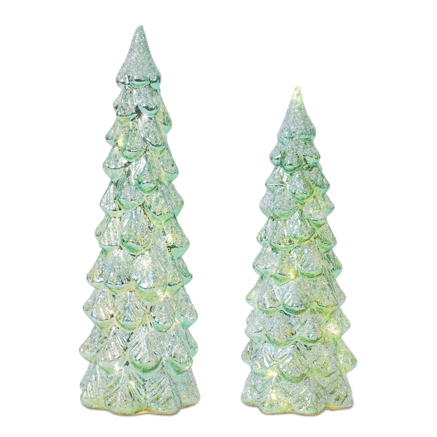 LED Glittered Glass Tree Decor