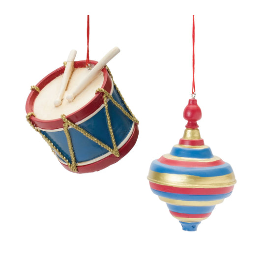 Toy Drum and Top Spinner Ornament