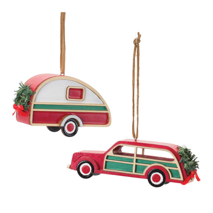 Vintage Camper and Car Ornament