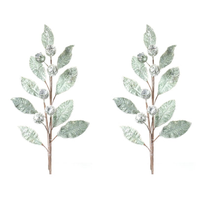 Glittered Pod Leaf Spray