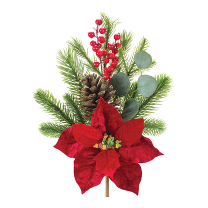 Poinsettia Pine and Eucalyptus Spray