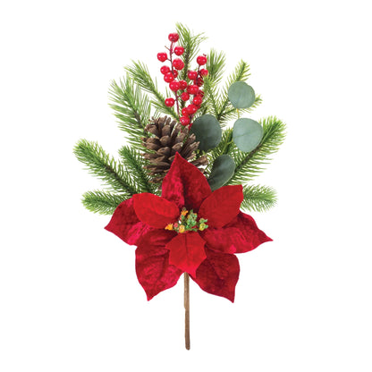 Poinsettia Pine and Eucalyptus Spray