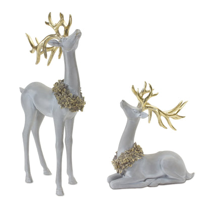 Winter Deer Figurine with Wreath