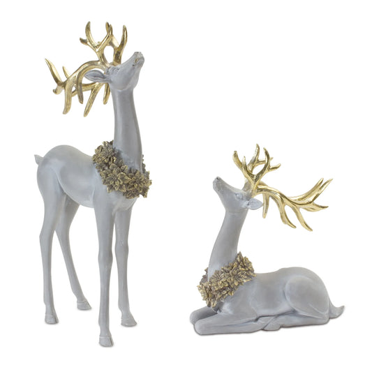 Winter Deer Figurine with Wreath