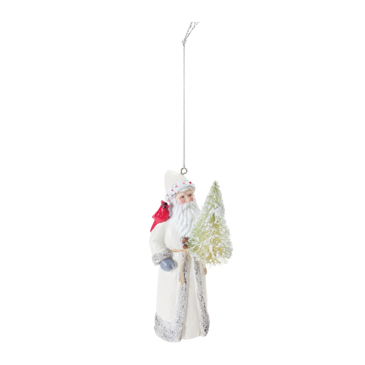 Santa with Cardinal Bird Ornament  - Pack Of: Set of 6 | Materials: Resin; stone powder | DÃƒÂ©cor  style: Traditional