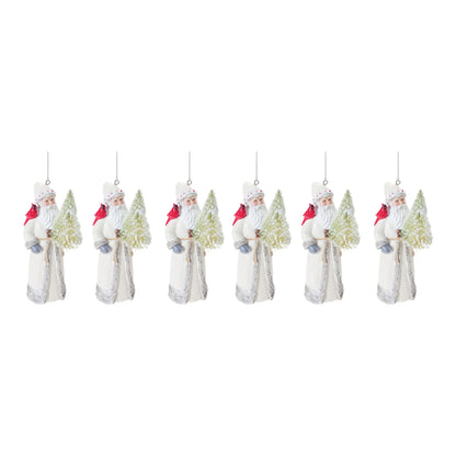 Santa with Cardinal Bird Ornament  - Pack Of: Set of 6 | Materials: Resin; stone powder | DÃƒÂ©cor  style: Traditional