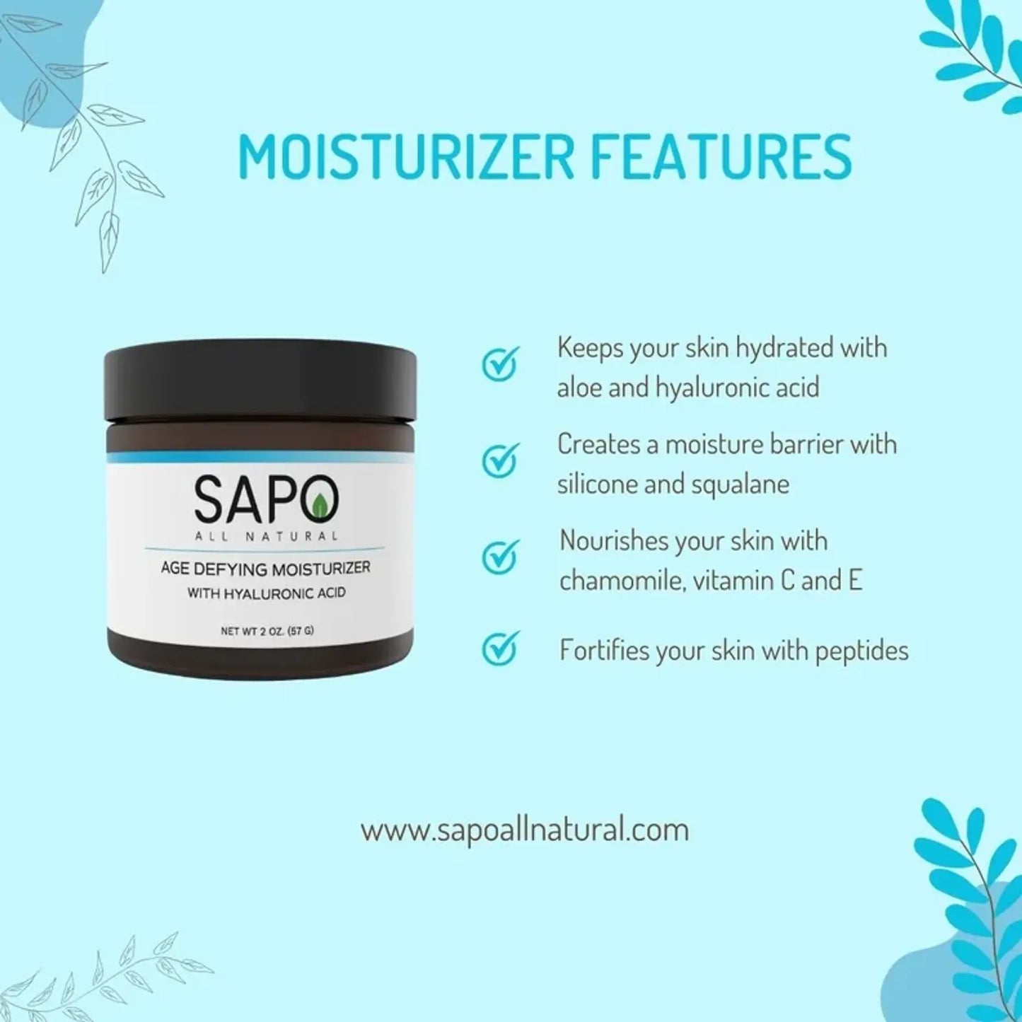 Moisturizer with Hyaluronic Acid, Niacinamide, Squalane & Silicone