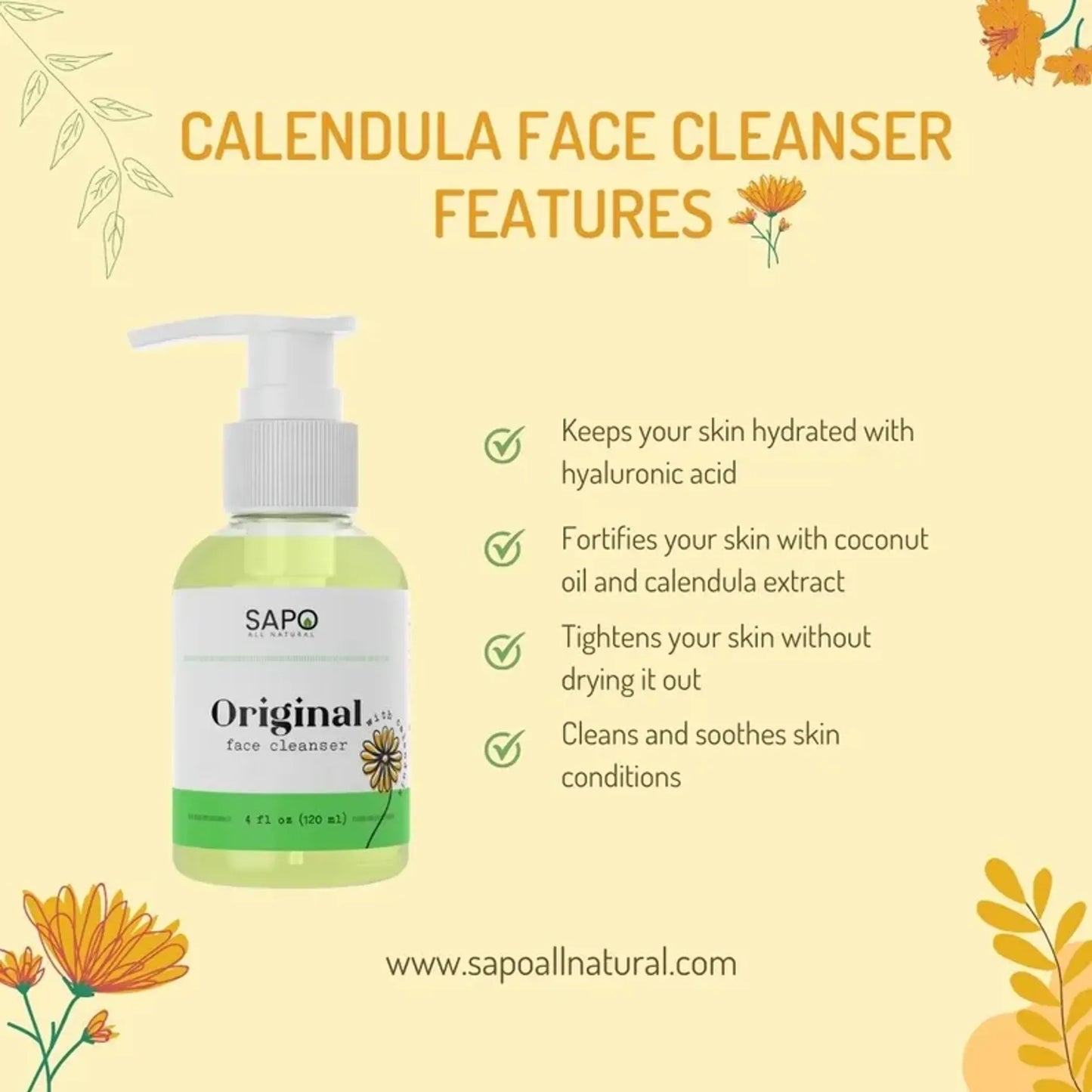 Calendula Face Cleanser with Hyaluronic Acid