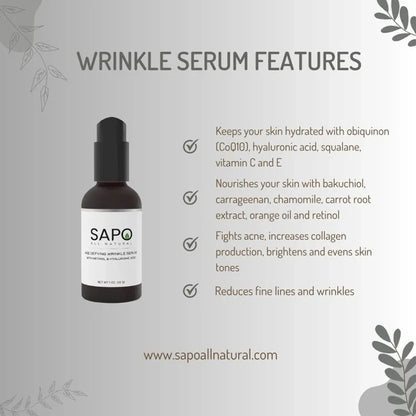 Wrinkle Serum with Hyaluronic Acid, Squalane, Vitamin C & Retinol