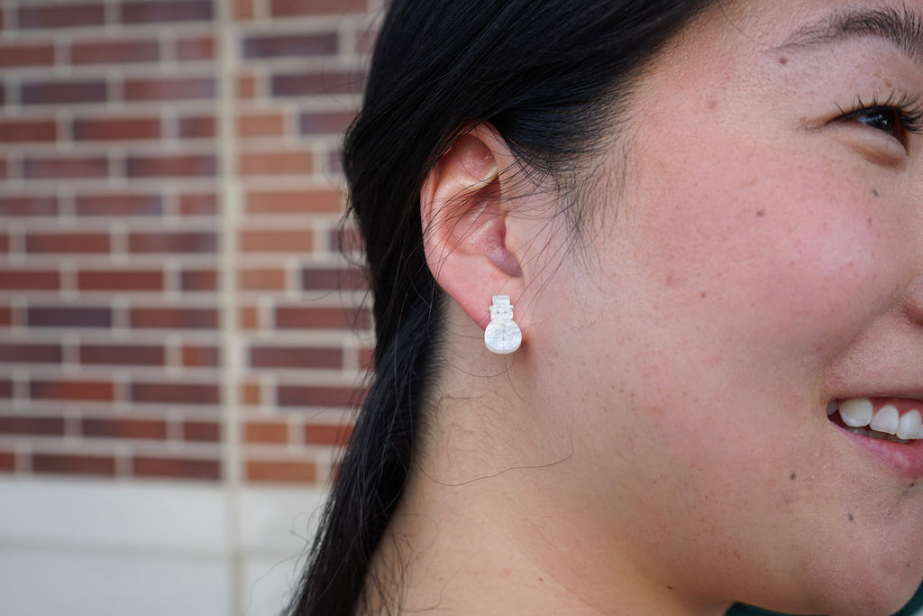 Snowman Studs - White Shimmer