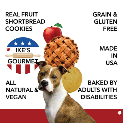 Ike's Gourmet Apple Pie Dog Treat Cookies - Real Fruit Shortbread Cookies Vegan and All-Natural Grain and Gluten Free Made in USA