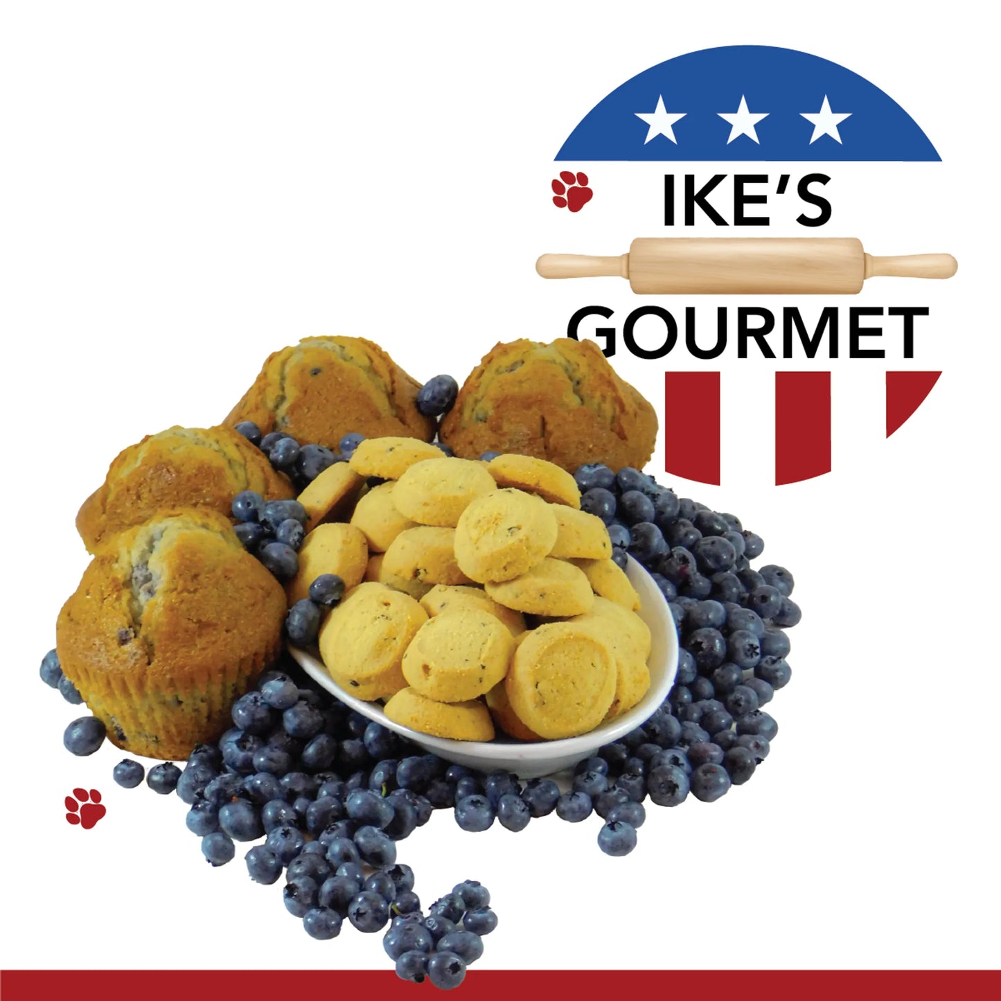 Ike's Gourmet Blueberry Muffin Dog Treat Cookies - Real Fruit Shortbread Cookies Vegan and All-Natural Grain and Gluten Free Made in USA