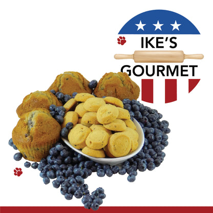 Ike's Gourmet Blueberry Muffin Dog Treat Cookies - Real Fruit Shortbread Cookies Vegan and All-Natural Grain and Gluten Free Made in USA