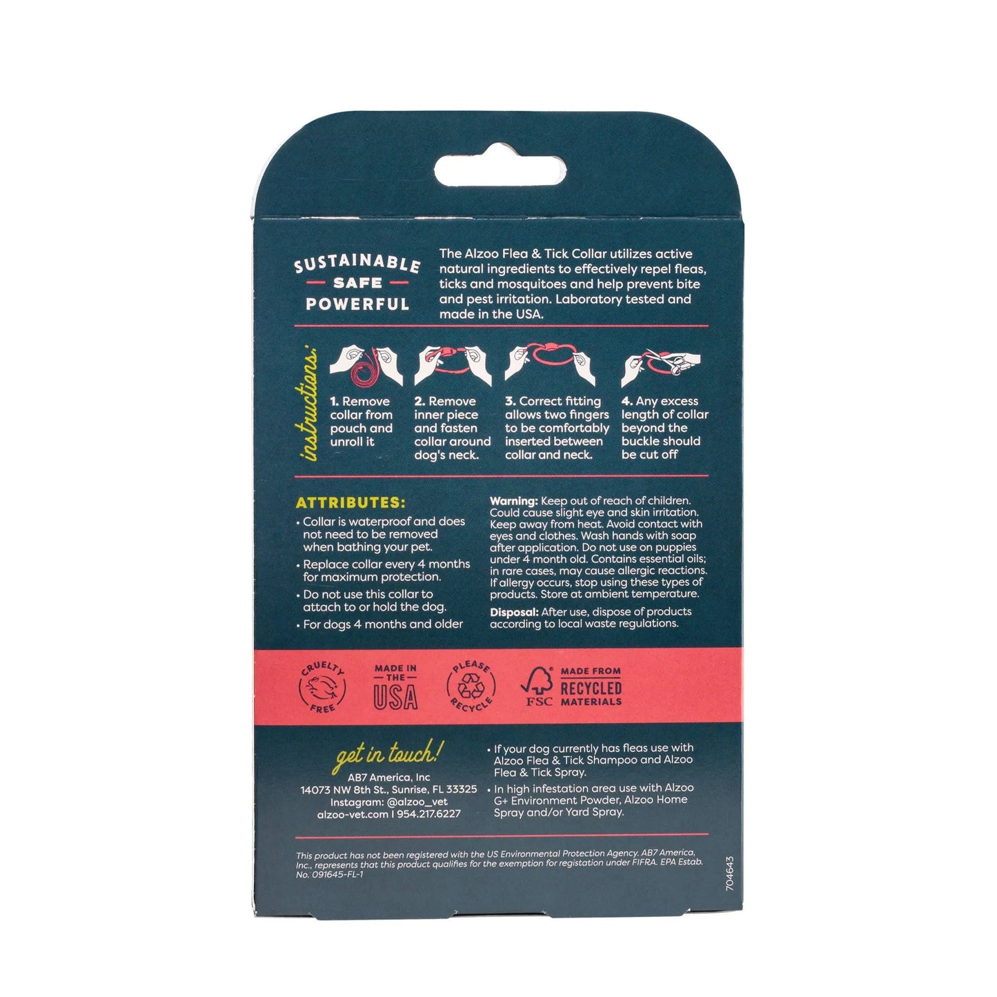 ALZOO Plant-Based Flea & Tick Collar Large Dog