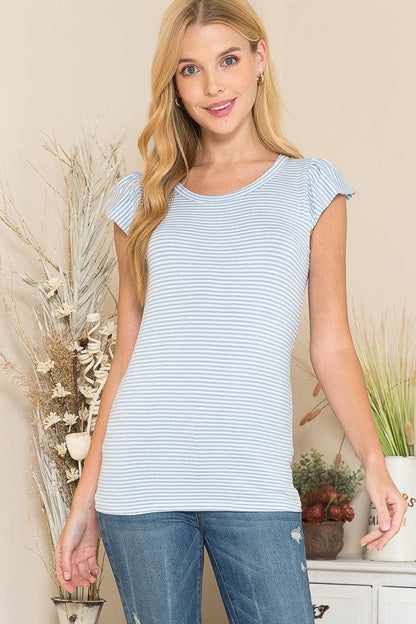 Stripe Ruffle Sleeve Top