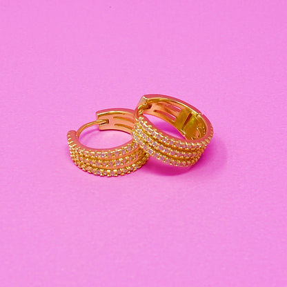 Triple Shine Huggie Earrings