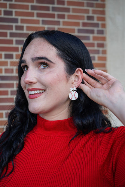 Bow Baseball Earrings