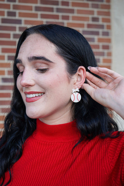 Bow Baseball Earrings