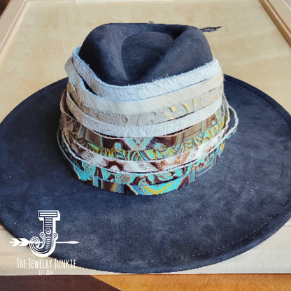 **Napolis Turquoise Brown Embossed Leather Hat Band Only 951L