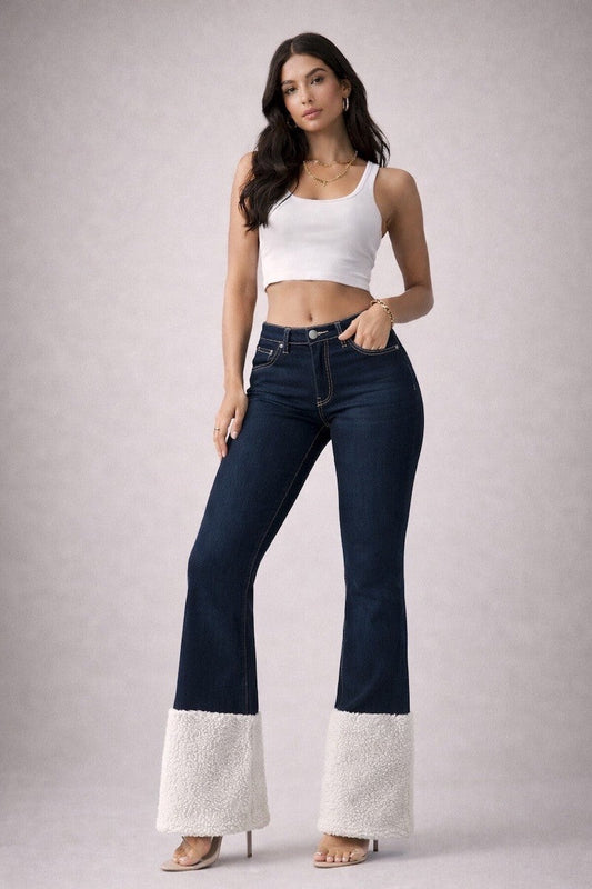 Western Sherpa Boot Cut Jean Dark Wash