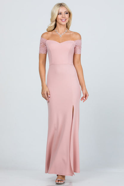 Off the shoulder lace detailed scuba crepe Cecil mermaid dress