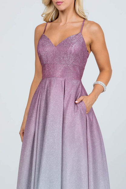 back lace up glitter ombre gown for prom, quinceanera, special occasion