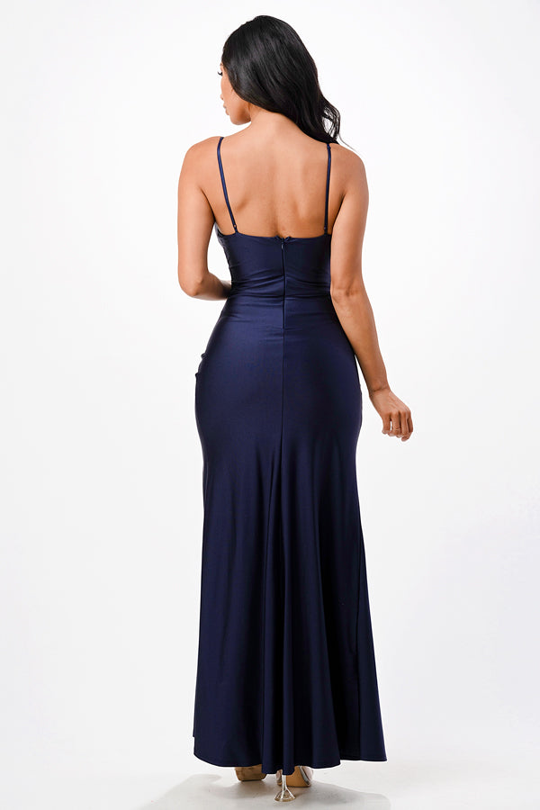 Tara side pleat overlap gown with side opening