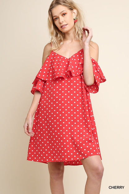 White off shoulder Dress polka dot print