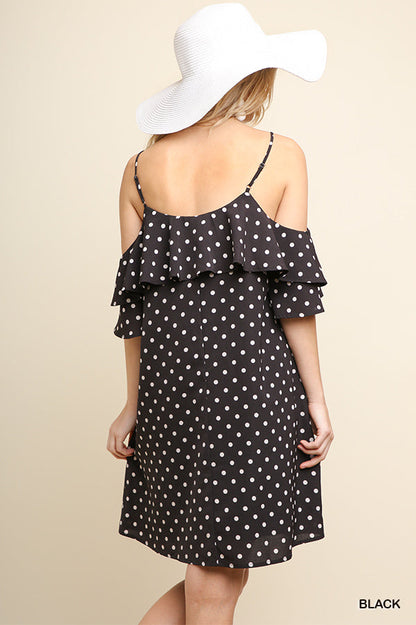 White off shoulder Dress polka dot print