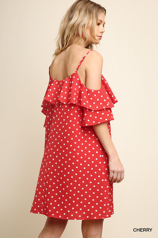 White off shoulder Dress polka dot print