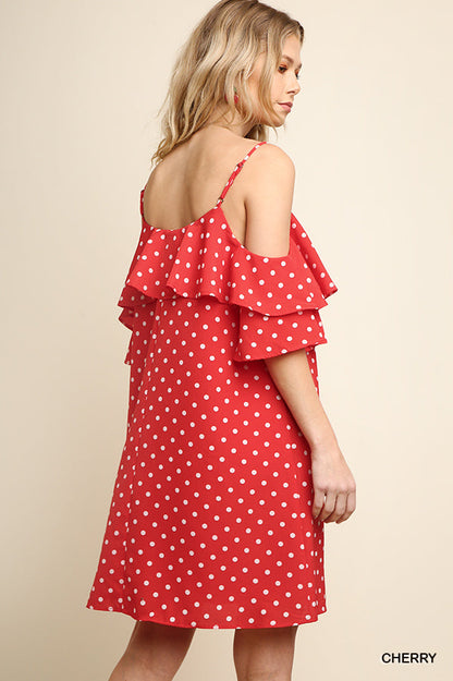 White off shoulder Dress polka dot print