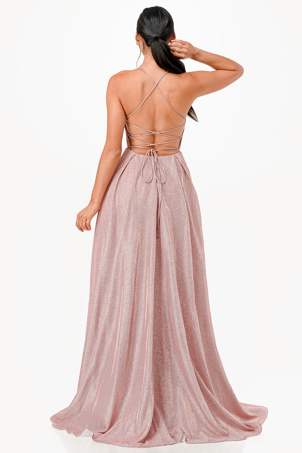 back lace up glitter gown for prom, quinceanera, special occasion