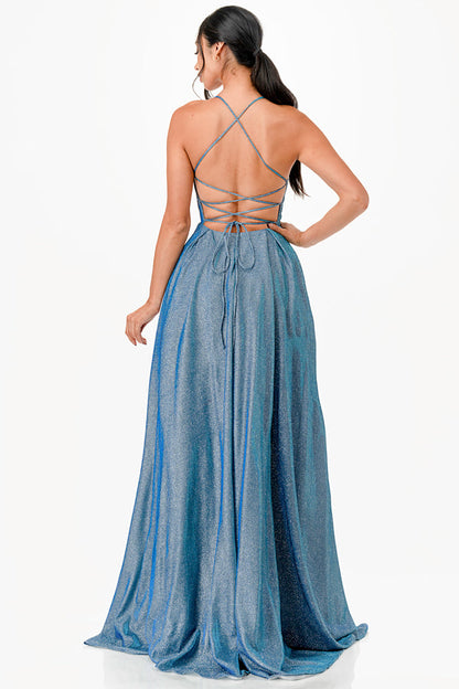back lace up glitter gown for prom, quinceanera, special occasion