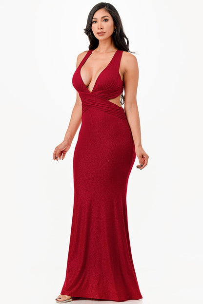 Glittered criss-cross back dress with ruched details