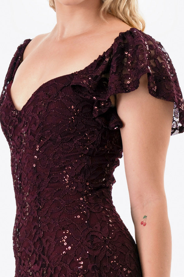 Butterfly sleeve lace dress
