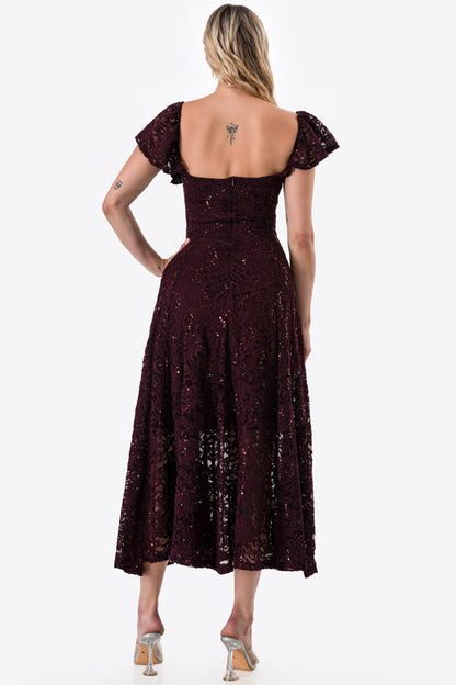Butterfly sleeve lace dress