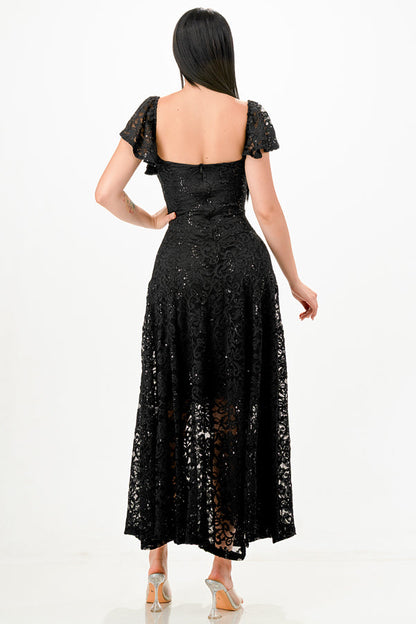 Butterfly sleeve lace dress