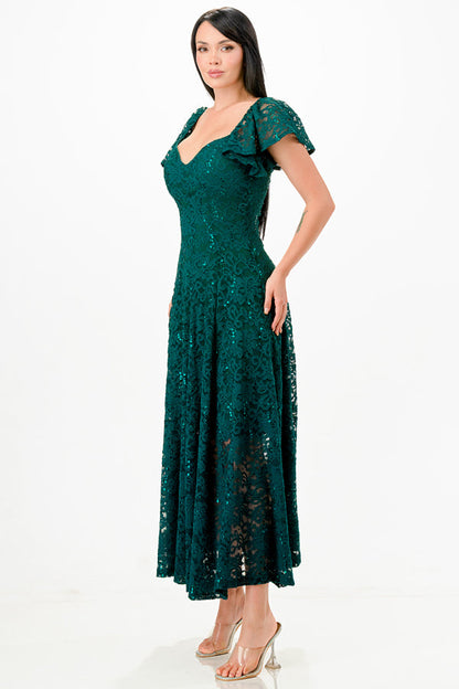 Butterfly sleeve lace dress