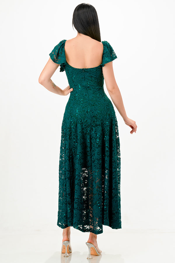 Butterfly sleeve lace dress